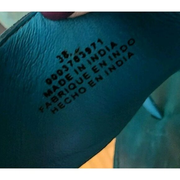 Free People Sandals Size 38 / US Sz 7.5 Blue Leather Toe Loop San Antoni Slide - Picture 9 of 9